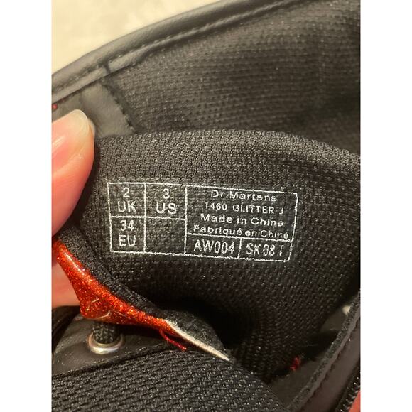 DR. MARTENS DOC 1460 Glitter Lace Up Boots Red Shiny Sparkly Girls US 3 EU 34 - Picture 7 of 7
